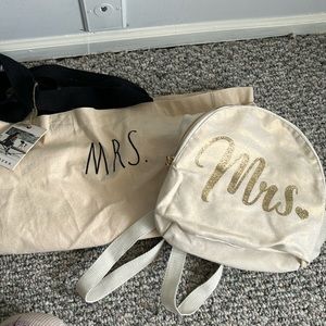 mrs. canvas tote bag and mini backpack
